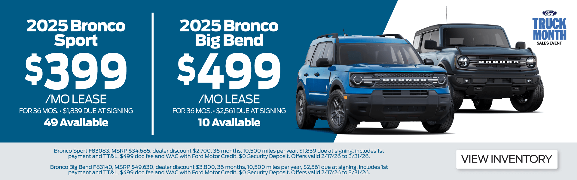 Lease a 2025 Bronco or Bronco Sport
