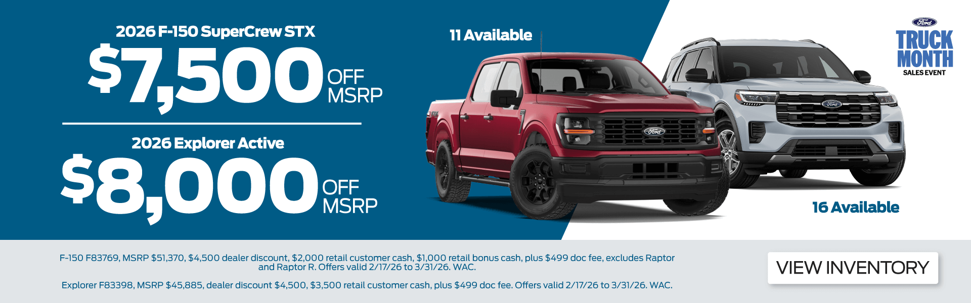 Shop Discounts on 2026 F-150 and Explorer