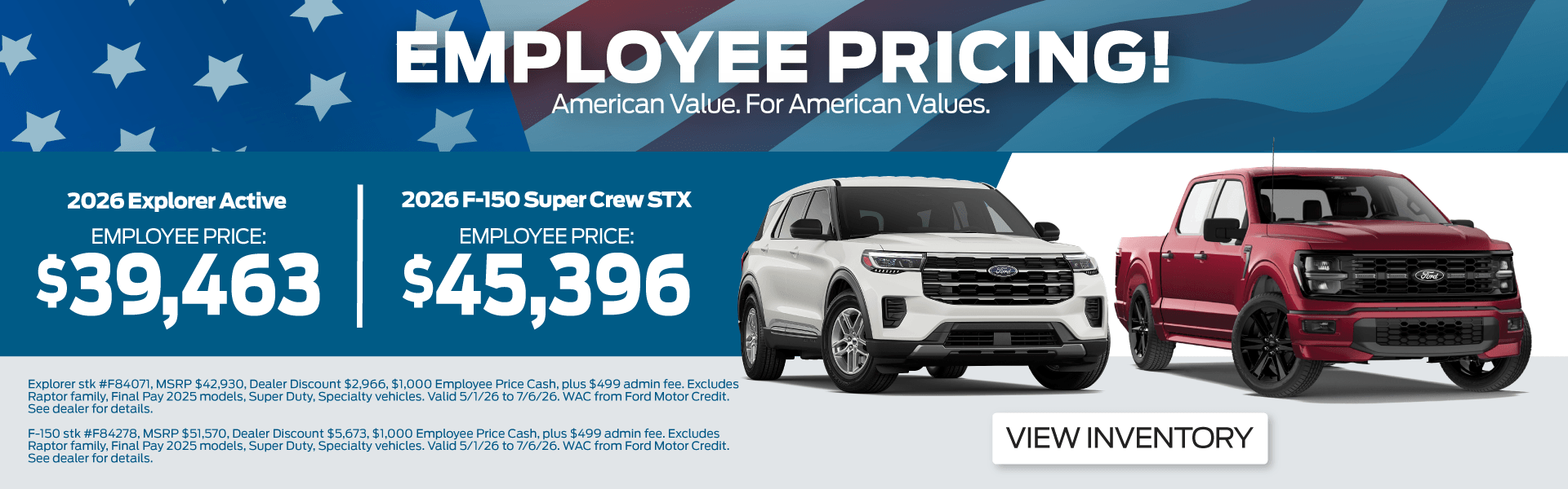 Employee Pricing Available on Select Ford Models