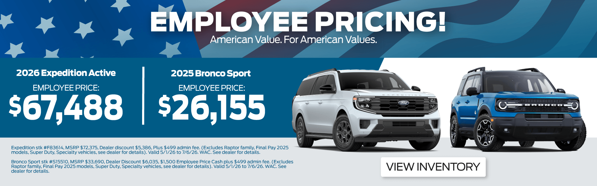 Employee Pricing Available on Select Ford Models