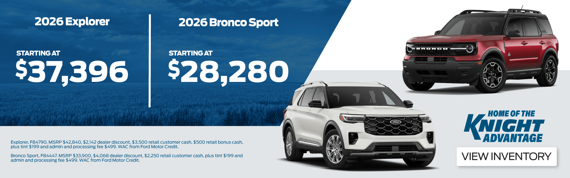 Shop Explorer and Bronco Sport